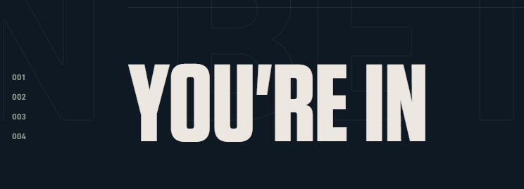 Bold lettering from PlayValorant.com that reads "YOU'RE IN"