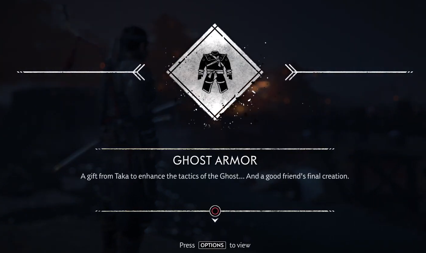 The game informs you that you've received the Ghost Armor.