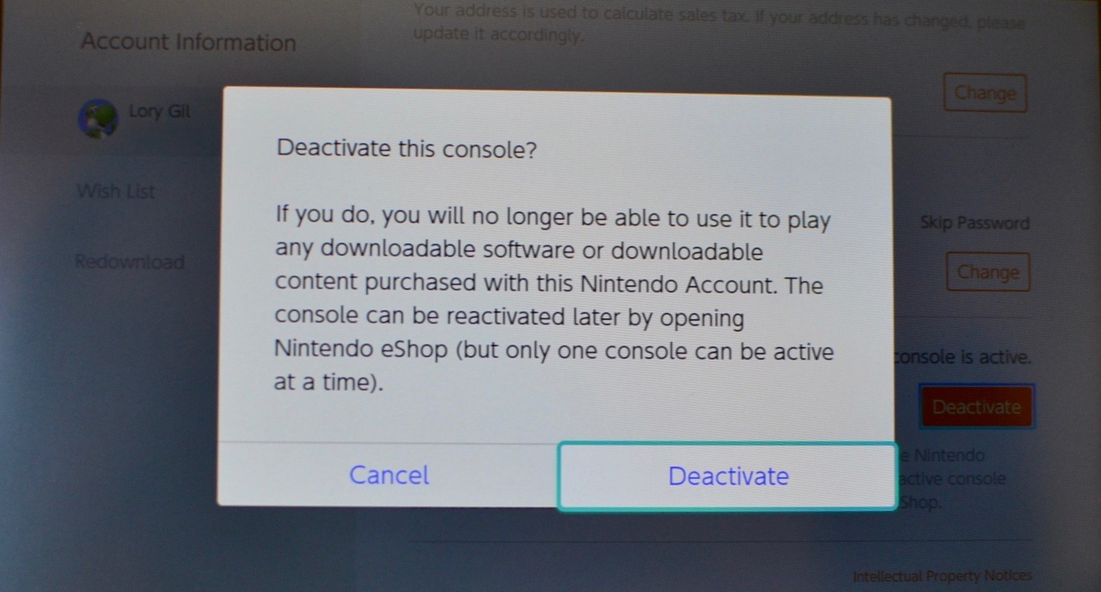 nintendo deregister console