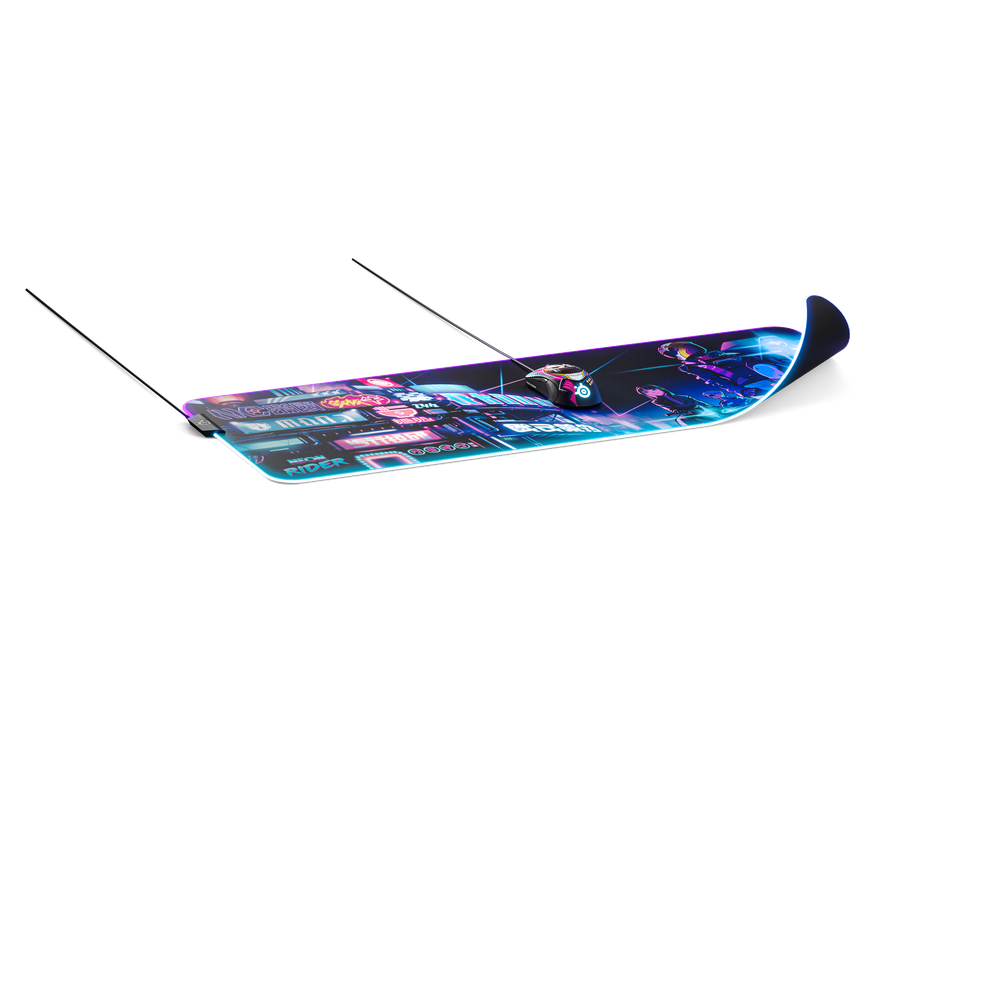 SteelSeries Qck Prism Cloth Gaming Mousepad (XL) - Neon Rider Edition (CS:GO) - Micro-woven cloth fabric - Non-slip rubber - Optimized mouse tracking - 900 x 300 x 4 mm