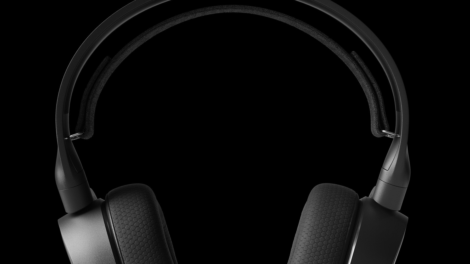 Arctis 3 along a black background contrasting the material details