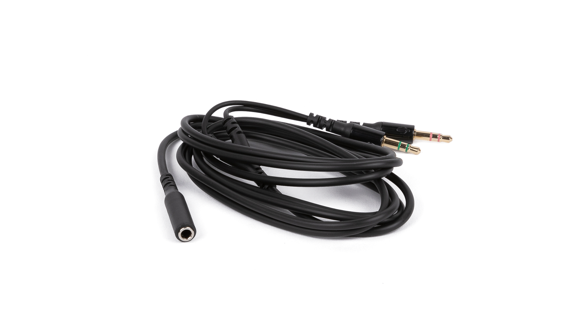 
 Dual 3.5mm extension shown here coiled up to show length
 