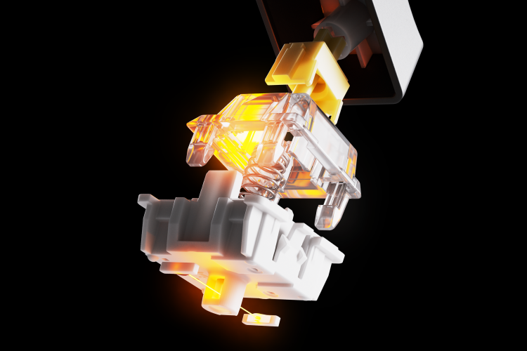 A close up of an Apex 9's OptiPoint switch.