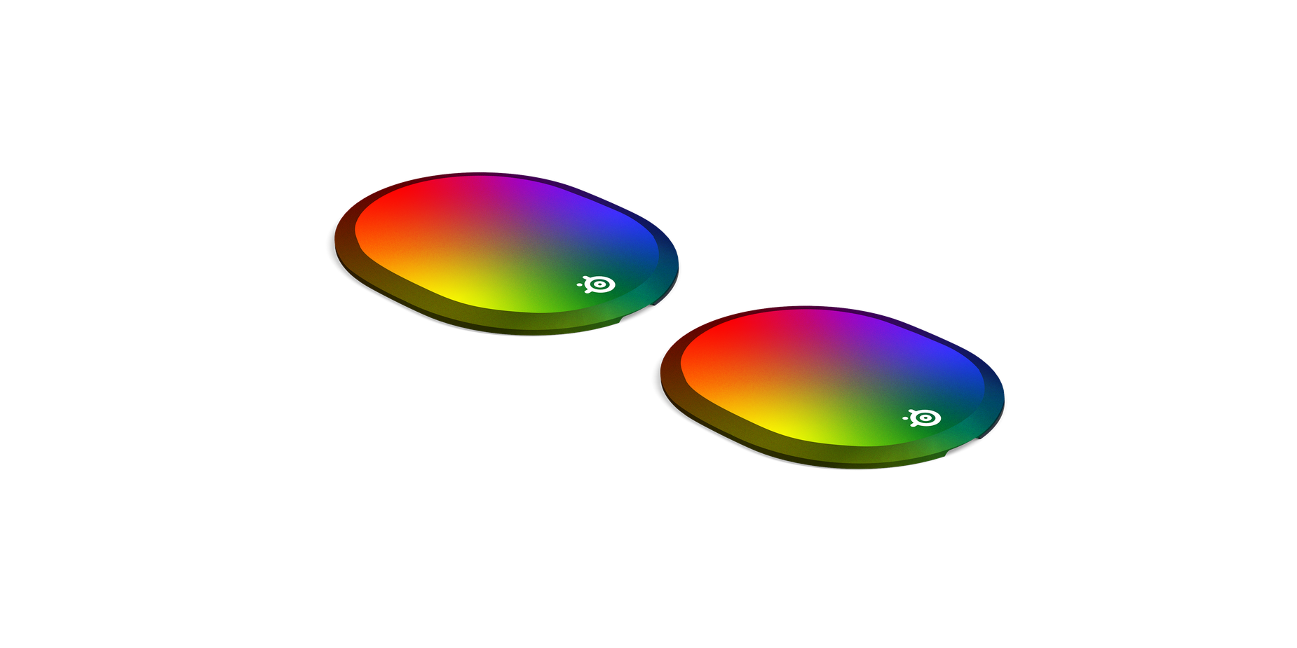 
 A pair of For Pride speaker plates against a white backdrop.
 