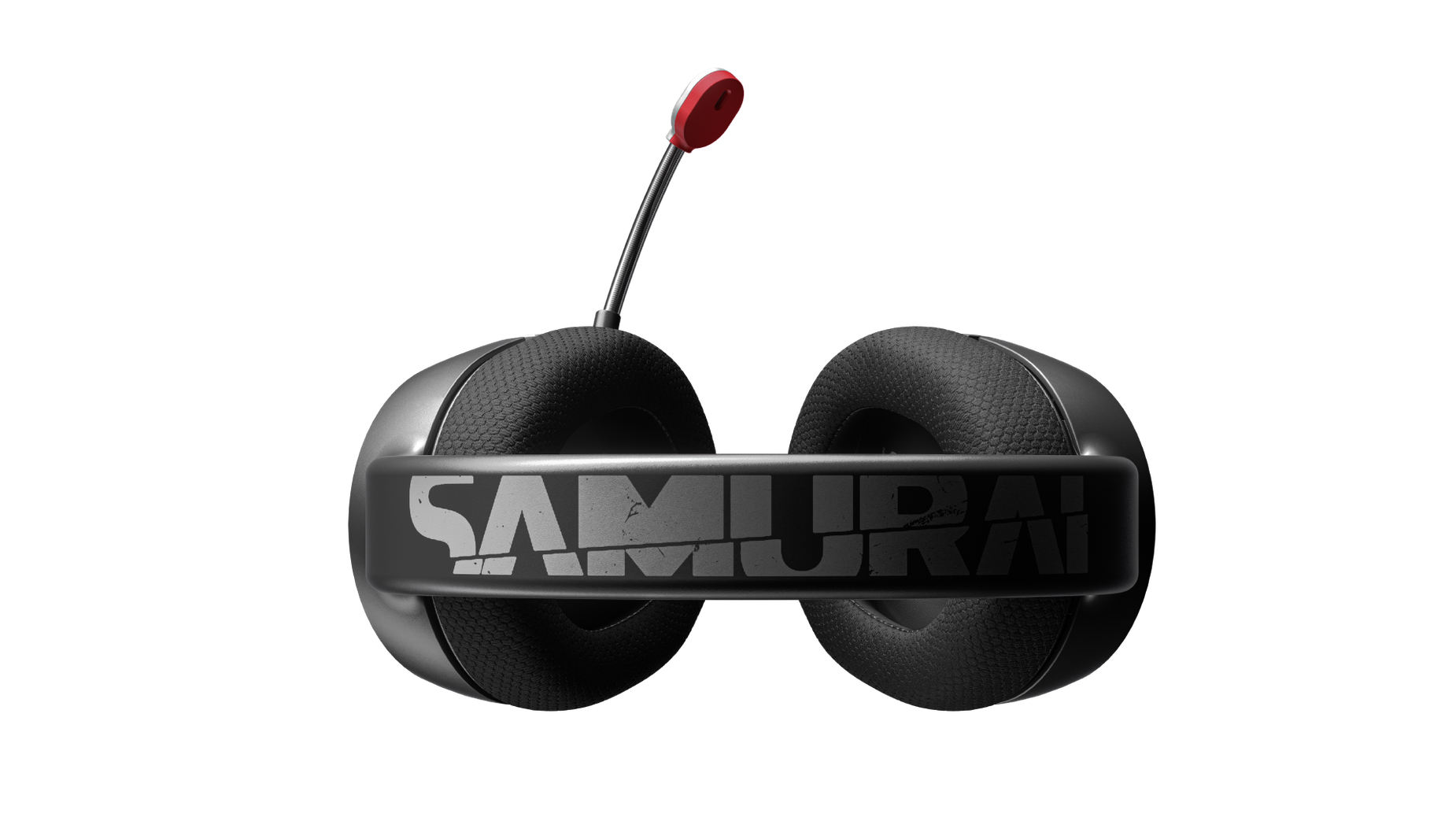 
 Arctis 1 Wireless for Xbox Cyberpunk Edition gaming headset with microphone attached top angled, showing the Cyberpunk branding on the headband reading "Samurai"
 