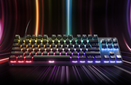 An Apex 9 TKL keyboard against lightwaves.